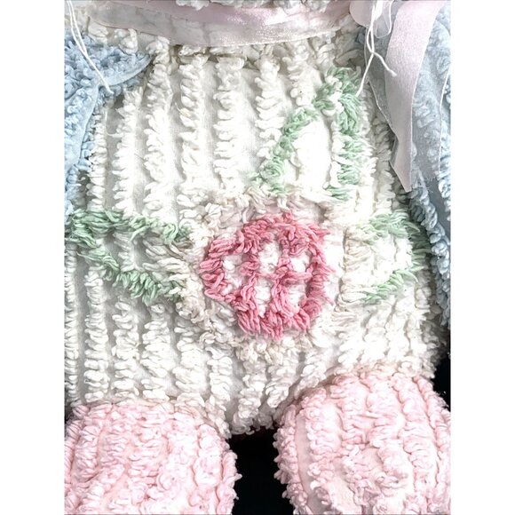 Chenille Animals Plush Cat Kitty By CWC 15” Pastel Pink Blue Weighted Vintage - Picture 3 of 9